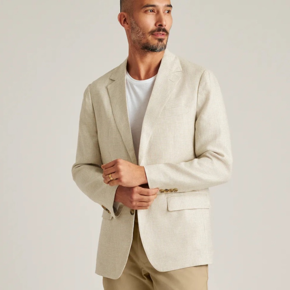 NWT Bonobos Unconstructed Blazer in Light Khaki Houndstooth